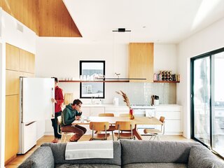 Jon wanted no hardware on the kitchen cabinetry to keep a streamlined look, but, "turns out, that's just super annoying,